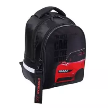 Рюкзак школьный 37 х 26 х 17 см, эргономичная спинка, Hatber Primary School "Красное авто" чёрный/красный