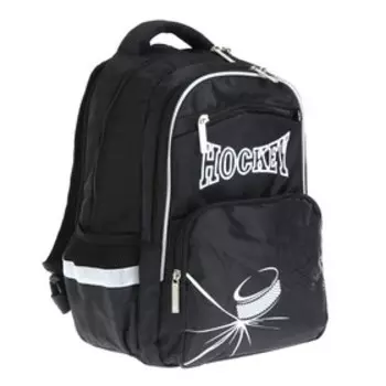 Рюкзак школьный Hatber Soft Hockey, 37 х 28 х 17 см, эргономичная спинка, чёрный