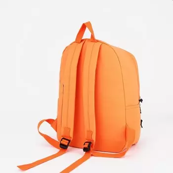 Рюкзак школьный из текстиля на молнии, наружный карман, цвет оранжевый