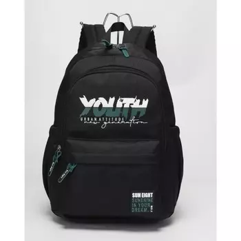 Рюкзак школьный, отдел на молнии, цвет черный/темно-зеленый 31,5х15,5х45,5см