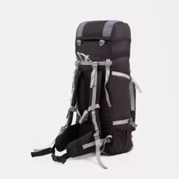 Рюкзак туристический, Taif, 90 л, отдел на шнурке, наружный карман, 2 боковых сетки, цвет чёрный/серый