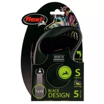 Рулетка Flexi Black Design S (до 15 кг) 5 м лента, черный/серебро