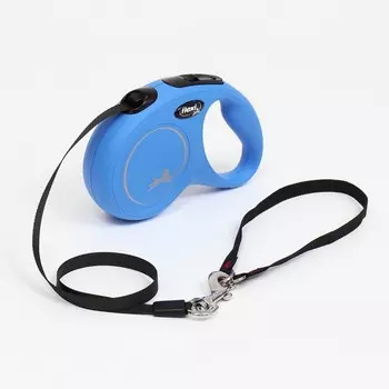 Рулетка Flexi New Classic S (до 15 кг) 5 м лента, синяя