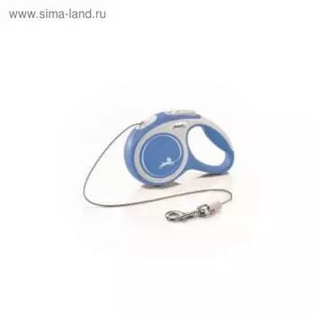 Рулетка Flexi NEW LINE Comfort XS (до 8 кг) трос, 3 м серый/синий