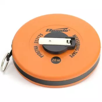 Рулетка геодезическая Sparta 312175, лента ПВХ, закрытый круглый корпус, 20 м х 12,5 мм