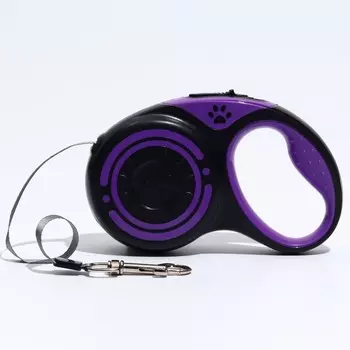 Рулетка "Гонка", 5 м, вес животного до 25 кг, чёрно-фиолетовая