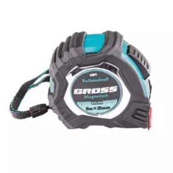 Рулетка Gross Magnetisch 32571, обрезиненный корпус, автостоп, нейлон, 5 м х 19 мм