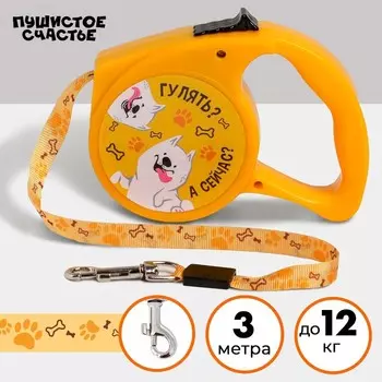 Рулетка «Гулять? А сейчас?» 3 м, max=12 кг, жёлтая