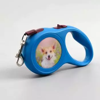 Рулетка с принтом «Милашка», 5 м, вес животного до 15 кг, синяя