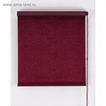 Рулонная штора Blackout, размер 140х160 см, имитация жаккарда «подсолнух», цвет красное вино