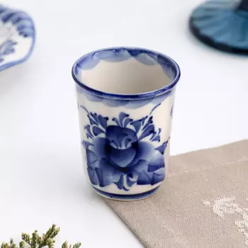 Рюмка "Цветы", 6,5 х 5,5 см, гжель