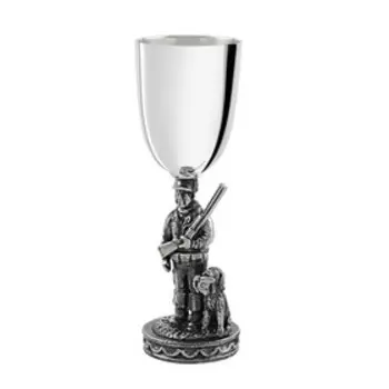 Рюмка «Охотник» посеребренная, полированная с чернением + футляр