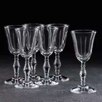 Рюмки Paabahe Retro, 50 мл, стекло, прозрачные, набор 6 шт