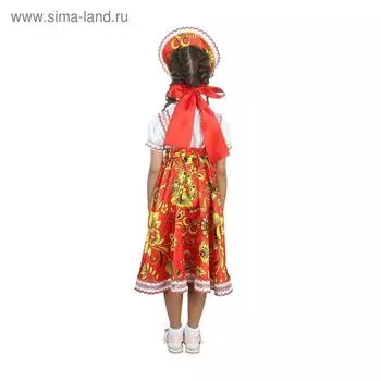 Русский народный костюм «Хохлома красная», платье, кокошник, р. 36, рост 140 см