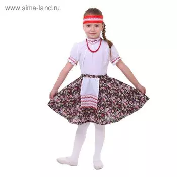 Русский народный костюм «Настенька», блузка, юбка с фартуком, р. 28, рост 98-104 см