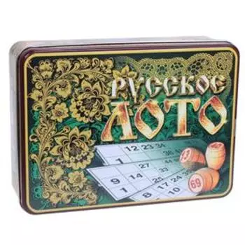 Русское лото деревянное «Русские узоры», 24 карточки, 100 фишек, 90 бочонков