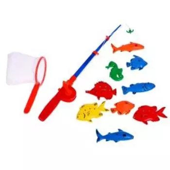 Рыбалка «Веселая рыбалка» 1 удочка, 6 рыбок, сачок, в пакете