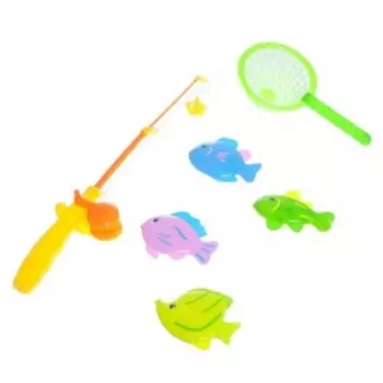 Рыбалка «Весёлые рыбки», 4 рыбки, 1 удочка, сачок