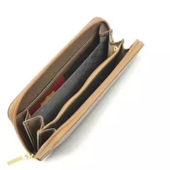 S-4 Кошелек на молнии, отдел для карт (4)/монет/купюр, цвет корич.-сер. Саф. 2,5х20х10,6см