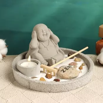 Японский сад камней настольный «Дзен. Юкари», со свечой, набор аксессуаров, 17178 см