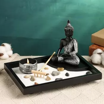 Японский сад камней настольный «Дзен. Тэдэши», со свечой, набор аксессуаров, 221615 см