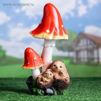 Садовая фигура "Ежи под грибами" 15х16х31см