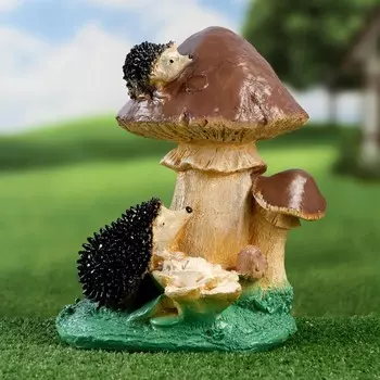 Садовая фигура "Ежики на грибке" 19х16х26см
