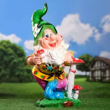 Садовая фигура "Гном грибник" 35х45х78см МИКС