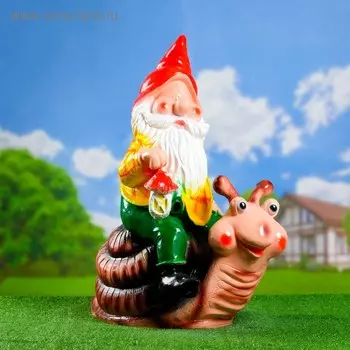 Садовая фигура из гипса «Гном на улитке», 713441 см