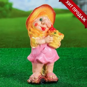 Садовая фигура из гипса «Гном с корзиной», 391516 см, МИКС