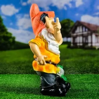 Садовая фигура из полистоуна «Гном с лягушкой», 452025 см