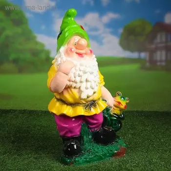 Садовая фигура "Гном с лягушкой" 21х29х54см
