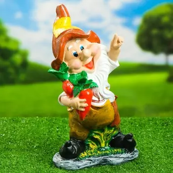 Садовая фигура из полистоуна «Гном с морковкой», 1938 см, МИКС