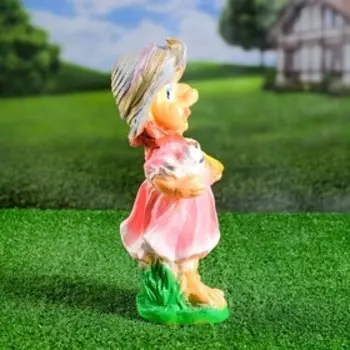 Садовая фигура "Гном в шляпке с ситом" 10х18х37см микс