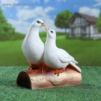 Садовая фигура из полистоуна «Голуби Пара на трубе», 251422 см