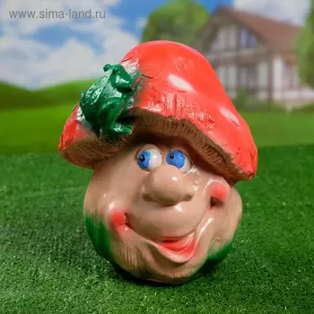 Садовая фигура "Гриб с лягушкой" круглая шляпка 20х23х25см