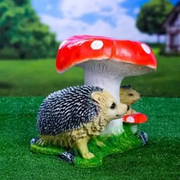 Садовая фигура из полистоуна «Гриб с двумя ежами», 302630 см