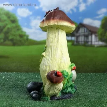 Садовая фигура из полистоуна «Гриб с ягодой и улиткой», 32.51926 см