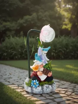 Садовая фигура из полистоуна «Гном лесничий», 251412 см, с подсветкой