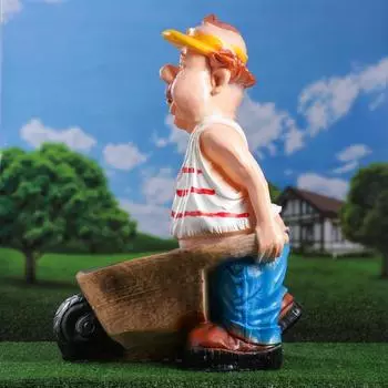 Садовая фигура "Колян с тачкой" 78х30х50см