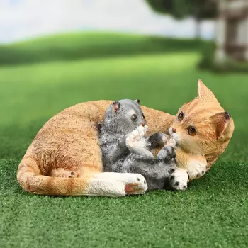 Садовая фигура "Кошка с котенком" 30х23х14см