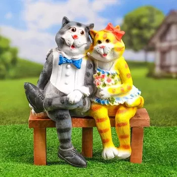 Садовая фигура из полистоуна «Коты на лавке», 401840 см