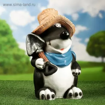 Садовая фигура из полистоуна «Крот в шляпе», 452626 см