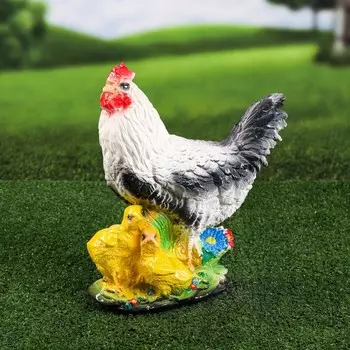 Садовая фигура "Курица", белый цвет, гипс, 14х26х32 см, микс