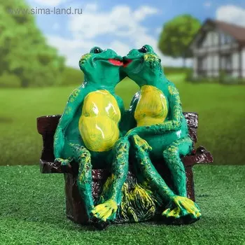 Садовая фигура "Лягушка на лавке", зелёный цвет, гипс, 20х30х29 см, микс