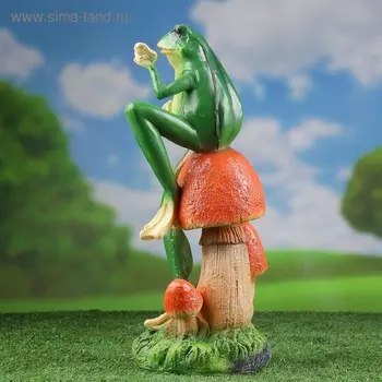 Садовая фигура из полистоуна «Лягушка с бабочкой», 391414 см