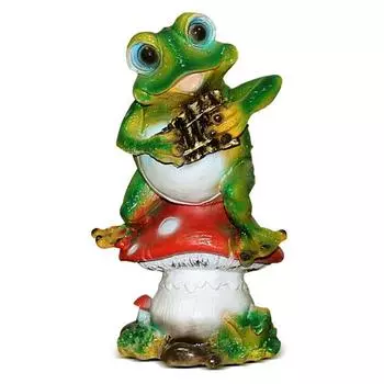 Садовая фигура "Лягушка с флейтой" 18х17х27см