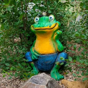 Садовая фигура "Лягушка с короной" 43х45х61см