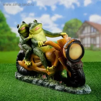 Садовая фигура из полистоуна «Лягушки на мотоцикле», 354812 см