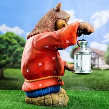 Садовая фигура "Мишка с фонариком" 48х43х66см